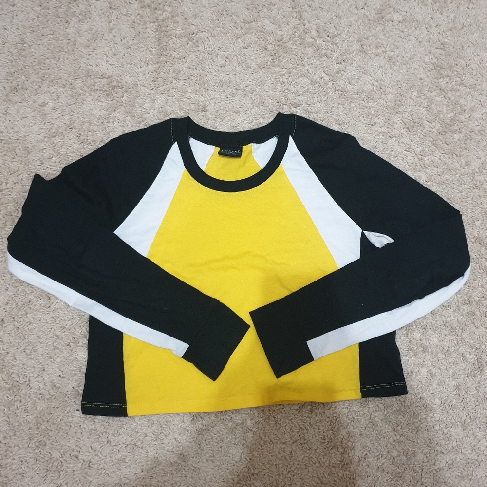 empyre drift yellow colorblock crop long sleeve